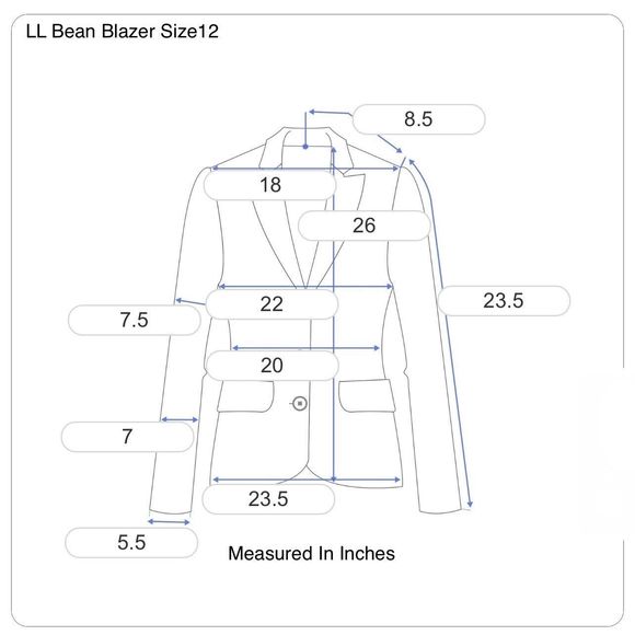 Vintage LL Bean Women's 2-Button Blazer Corduroy Jacket Pocket Navy Blue Sz 12 R - Picture 12 of 12